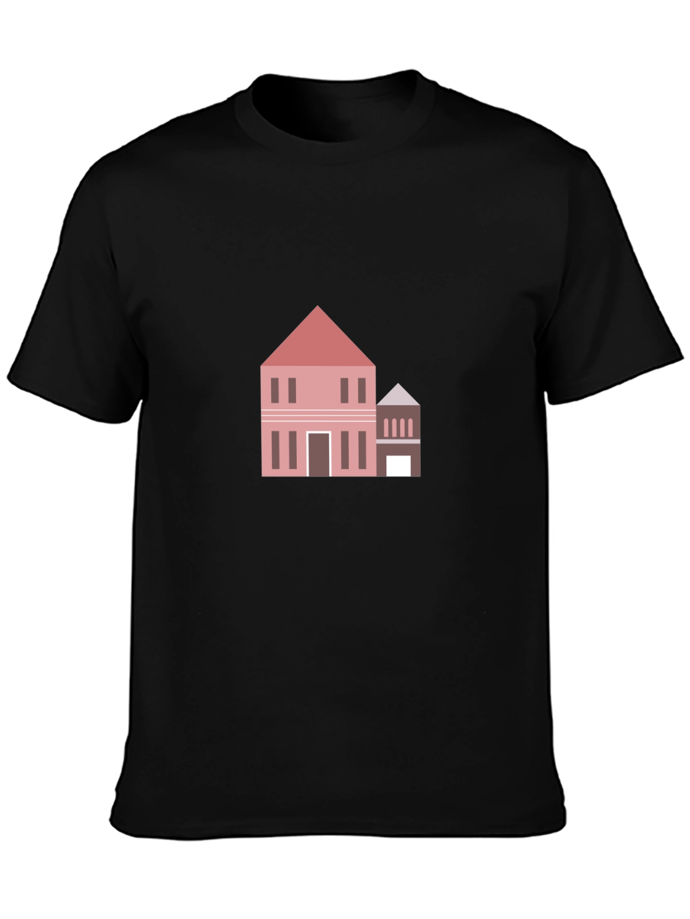 Modern House Graphic Tee - Black Cotton Casual Shirt