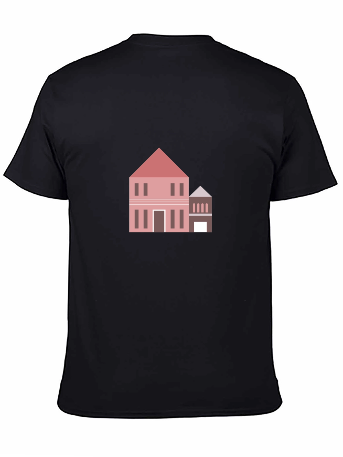 Modern House Graphic Tee - Black Cotton Casual Shirt