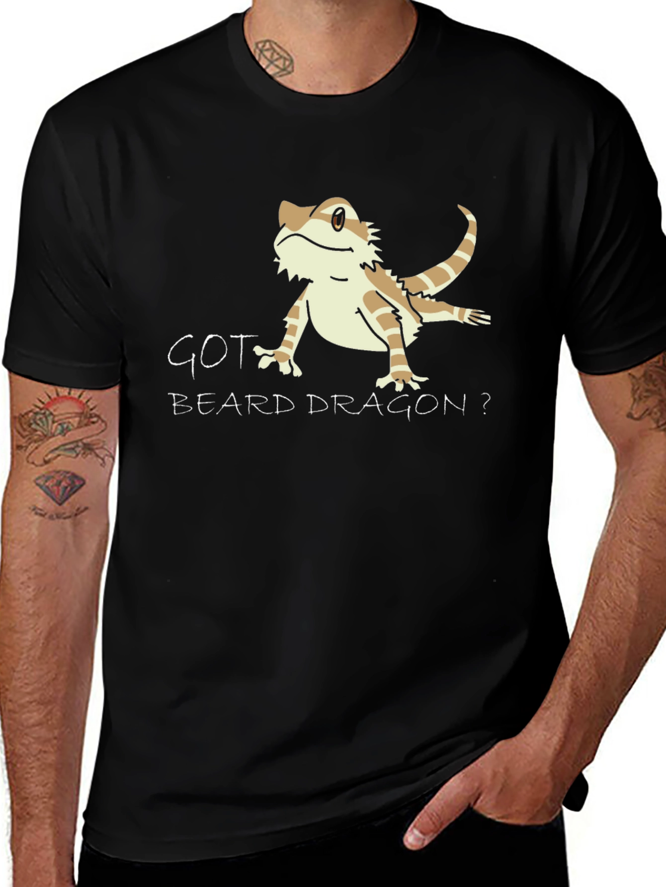 Got Beard Dragon? Black Graphic T-Shirt