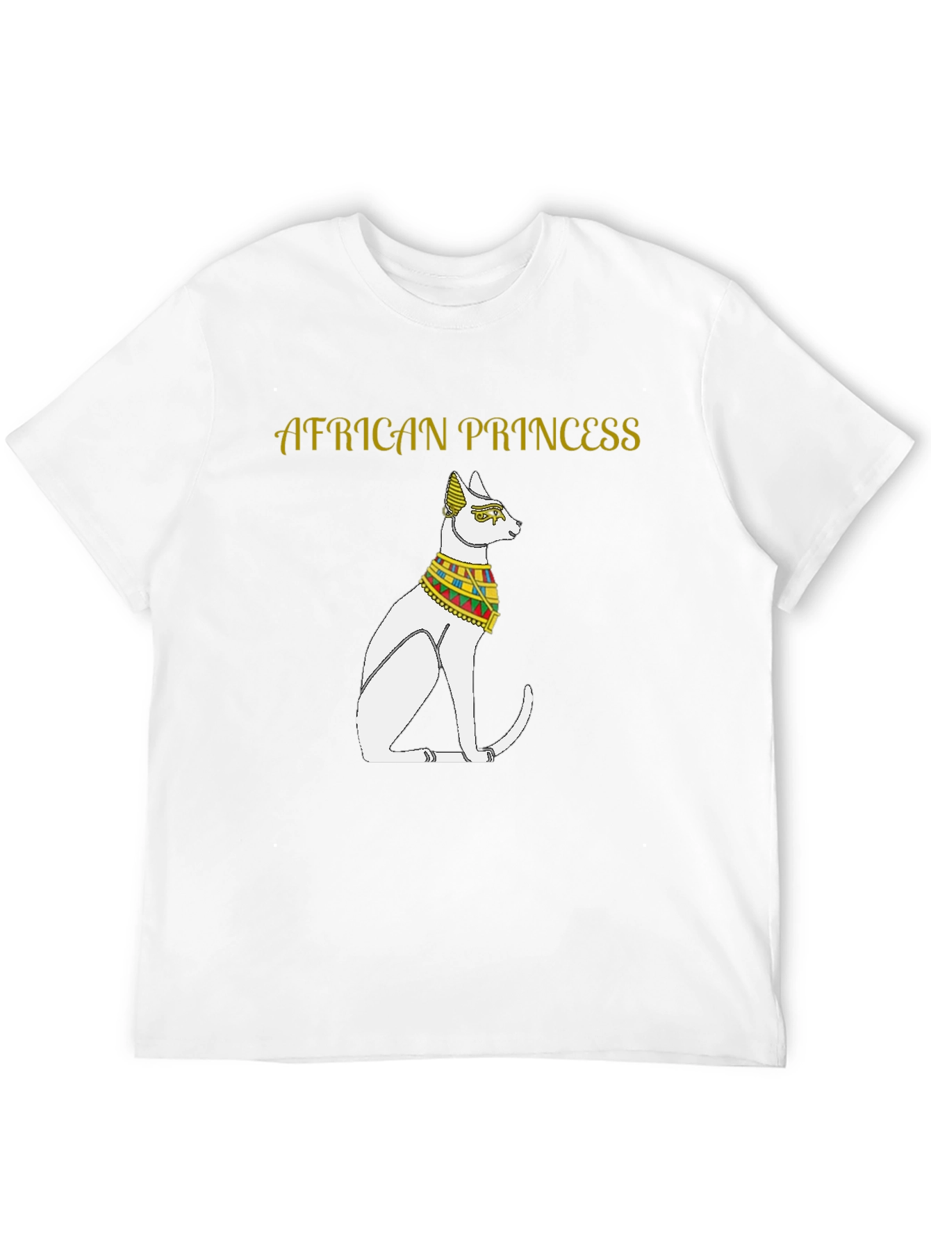 African Princess Cat T-Shirt - Black Cotton Tee