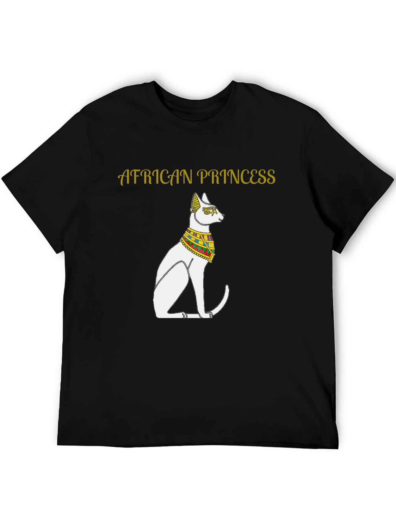 African Princess Cat T-Shirt - Black Cotton Tee
