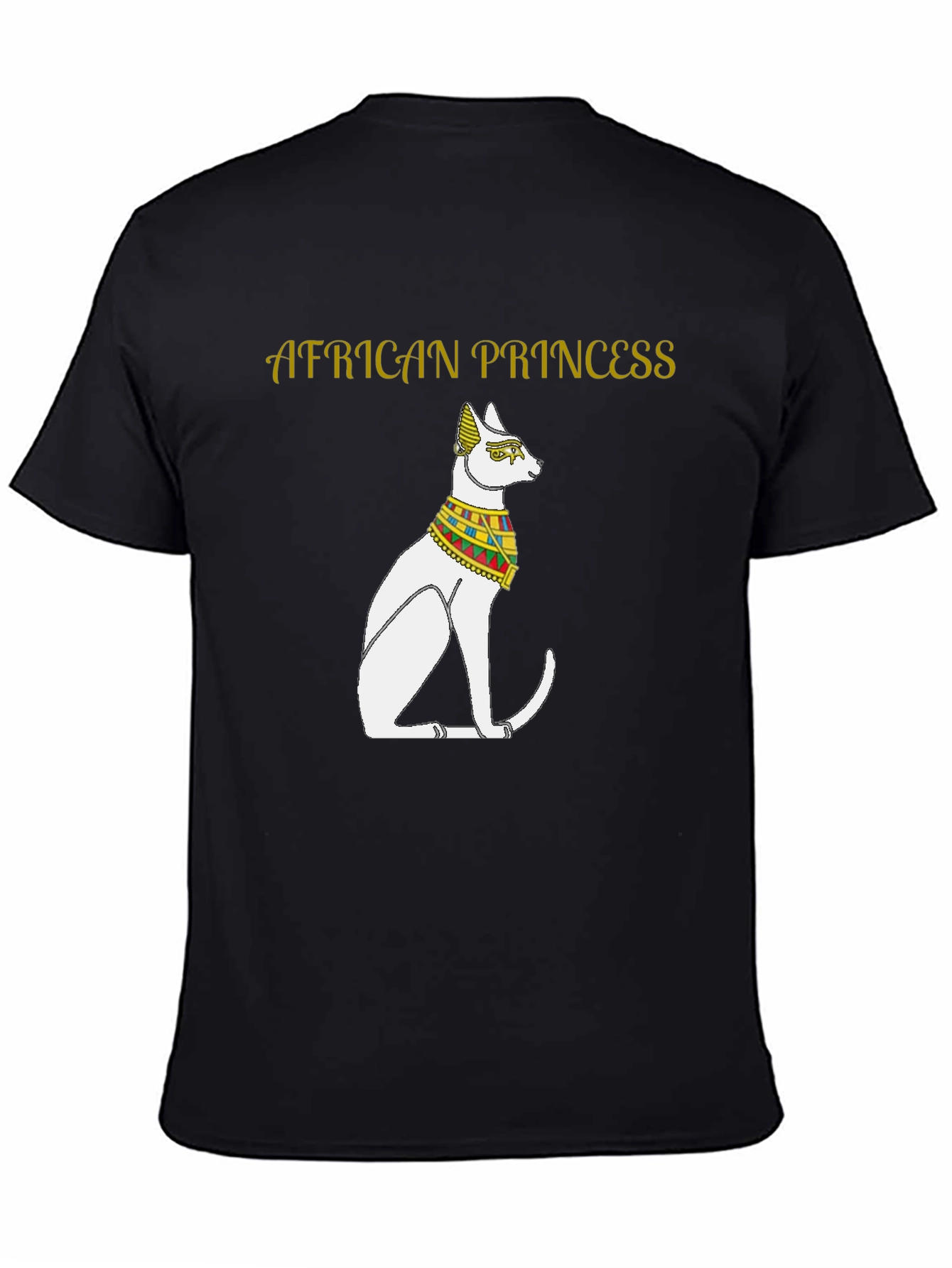 African Princess Cat T-Shirt - Black Cotton Tee