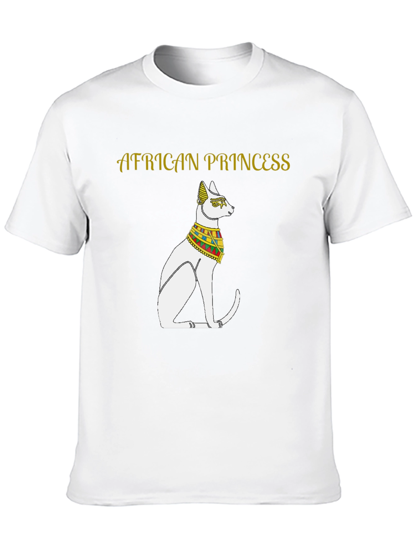 African Princess Cat T-Shirt - Black Cotton Tee