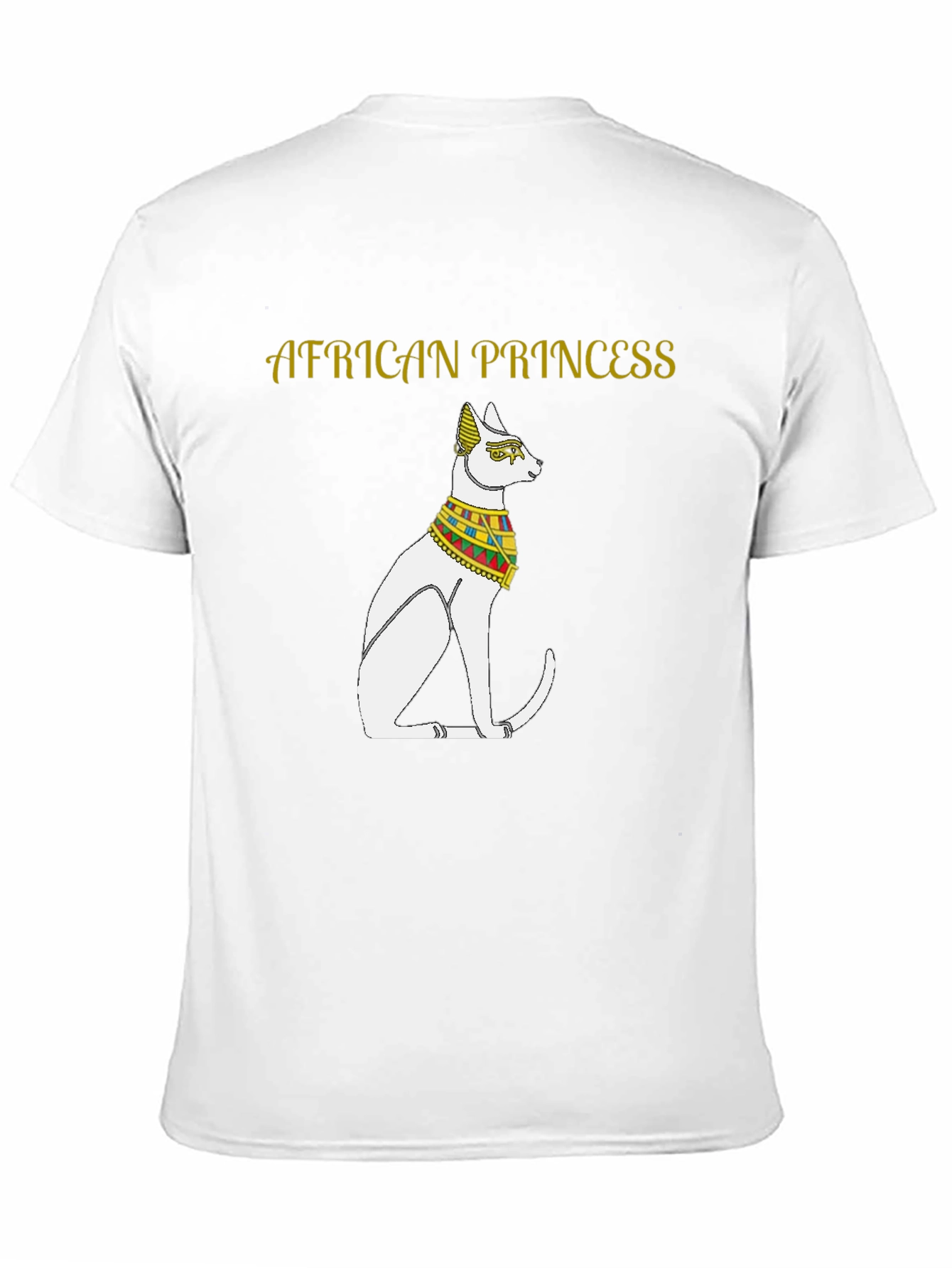 African Princess Cat T-Shirt - Black Cotton Tee