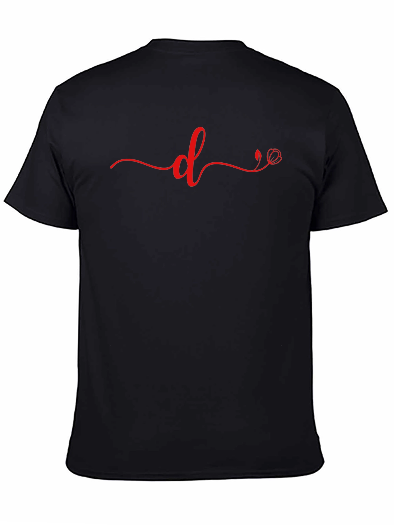 Elegant Black Tee with Floral d Design