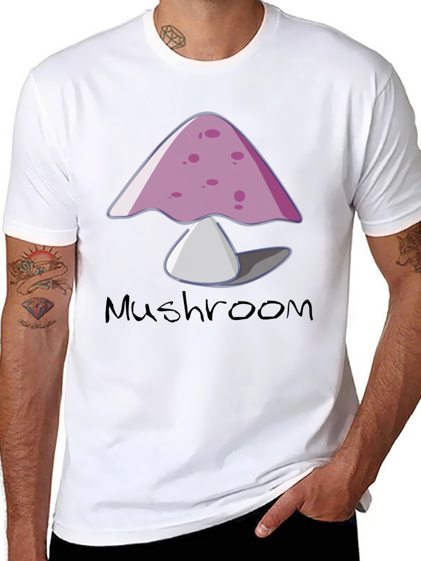 Mushroom Graphic Tee - Trendy Black T-Shirt