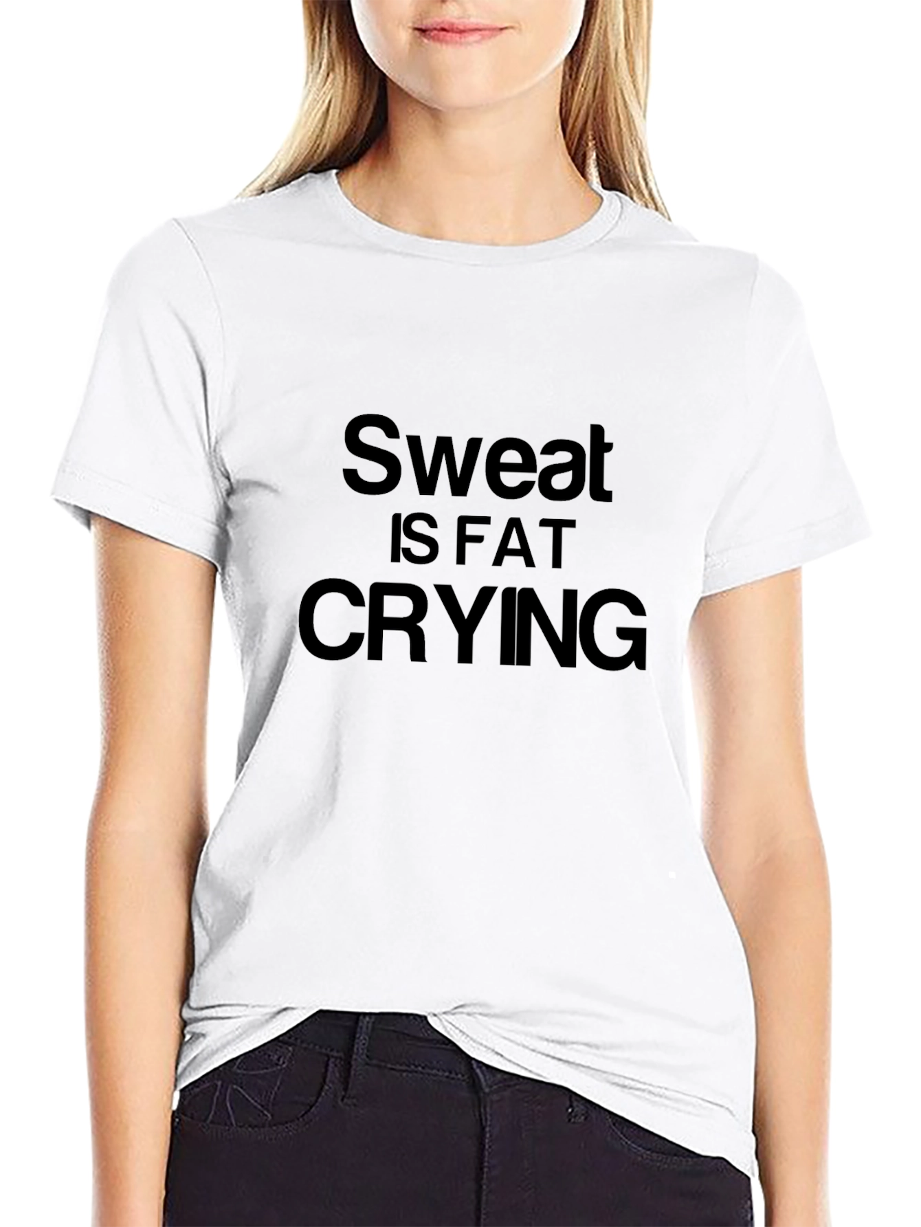 Sweat is Fat Crying Graphic Tee - Black