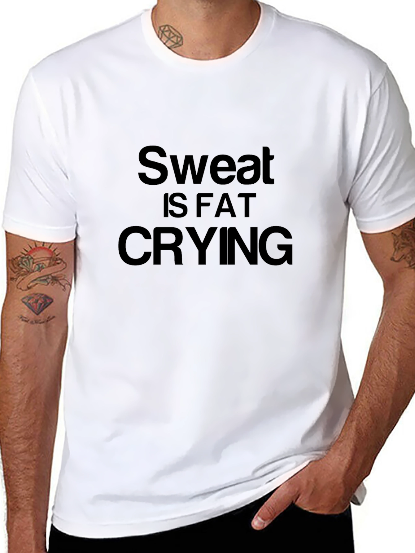 Sweat is Fat Crying Graphic Tee - Black