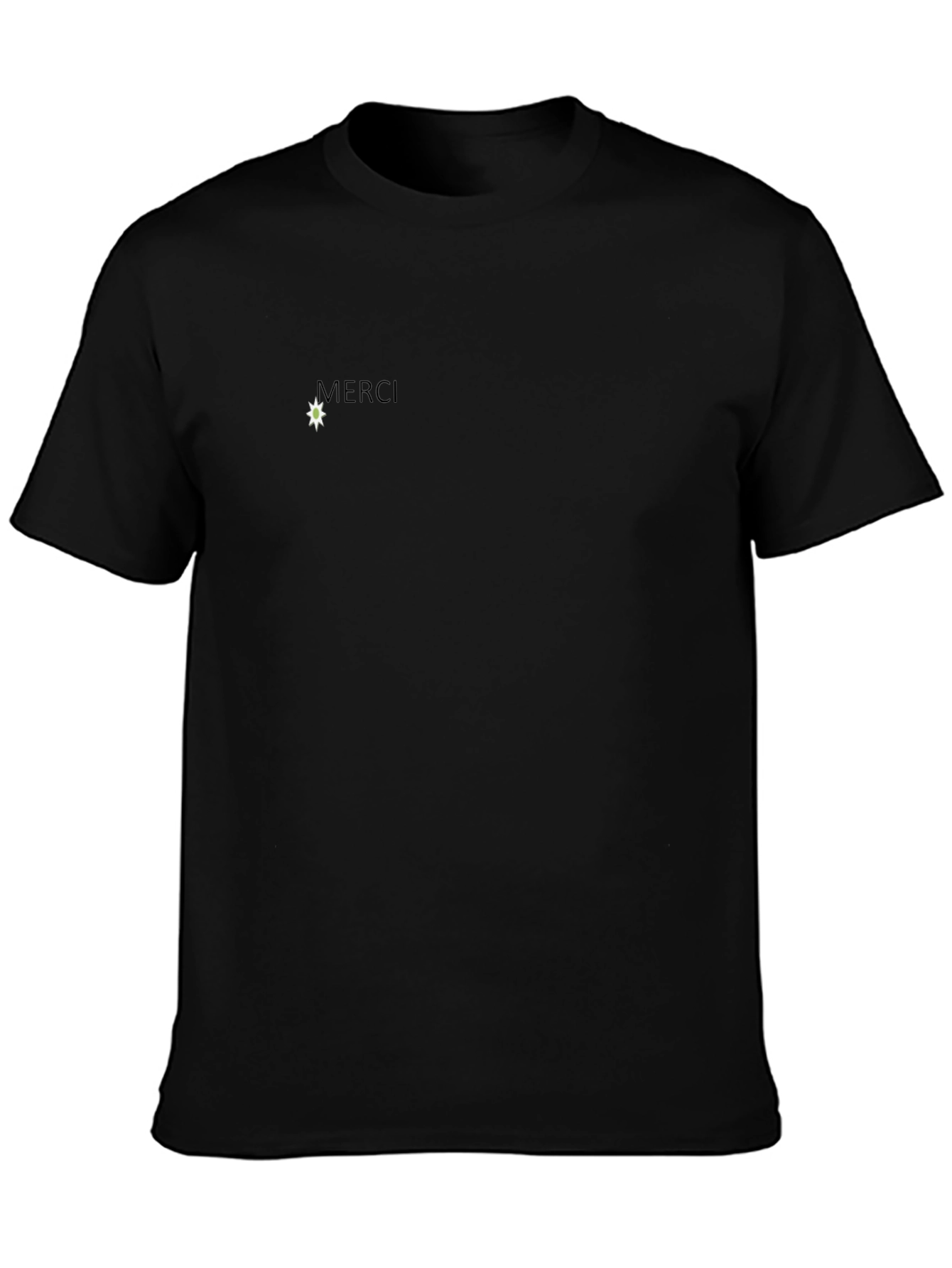Merci Graphic Black Crewneck T-Shirt