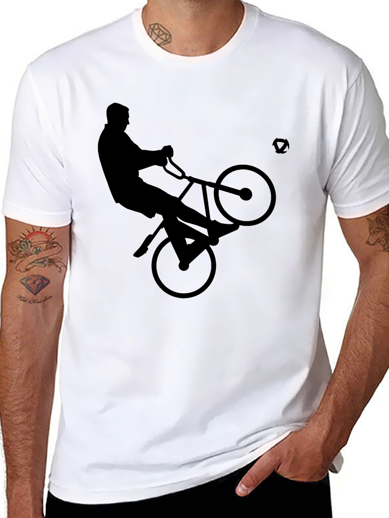 Cool Black Cyclist Graphic Tee Shirt