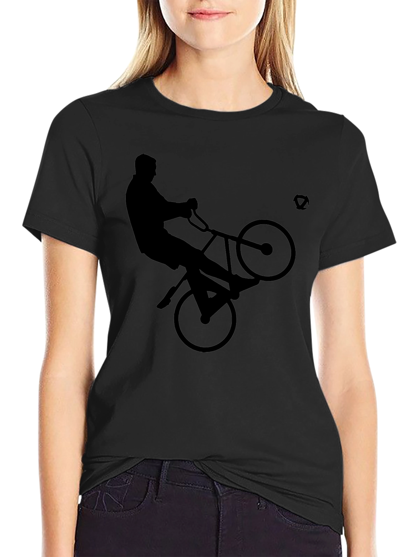 Cool Black Cyclist Graphic Tee Shirt