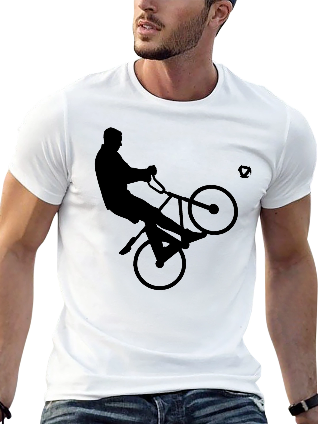 Cool Black Cyclist Graphic Tee Shirt
