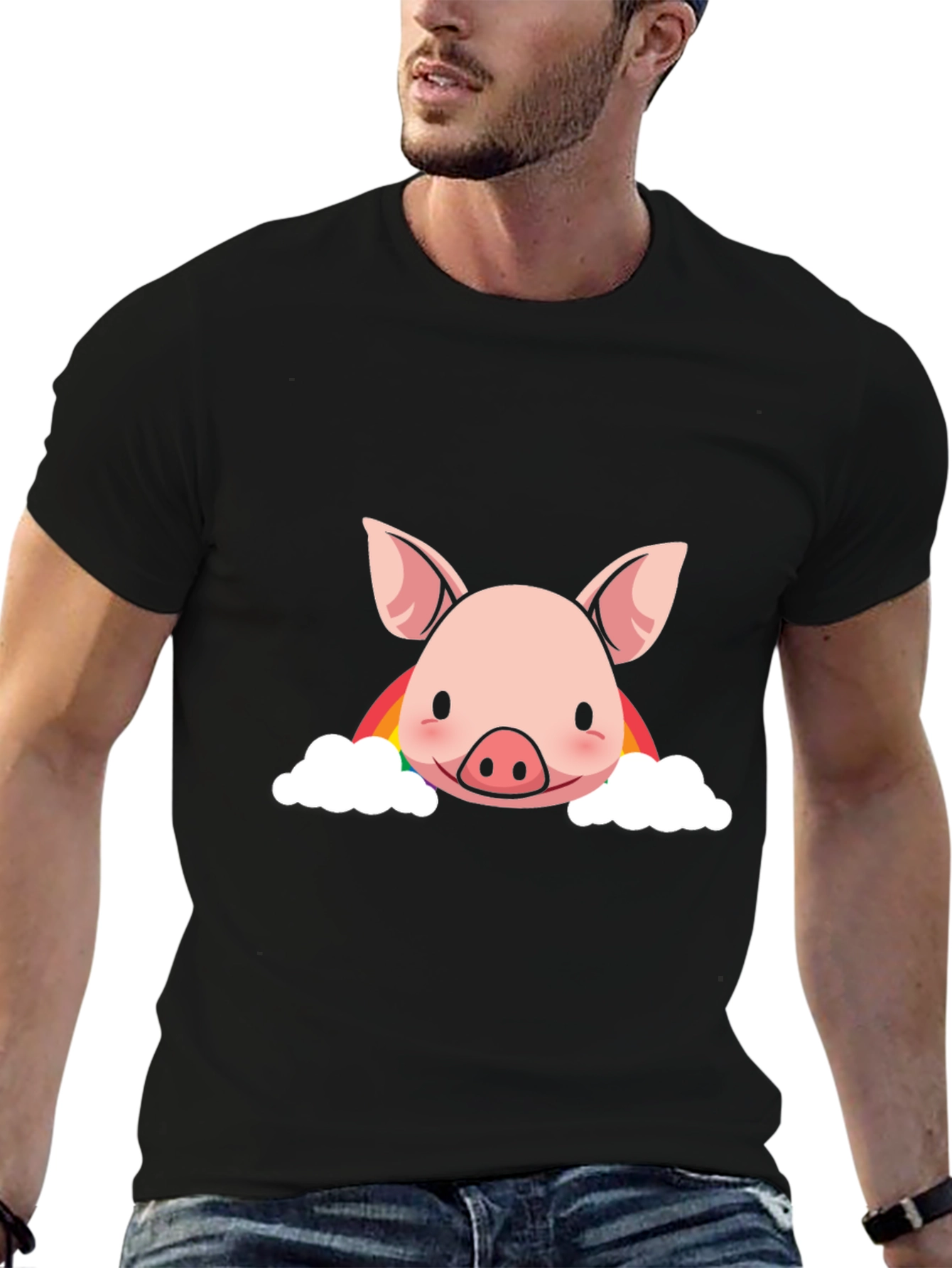 Rainbow Pig Graphic T-Shirt