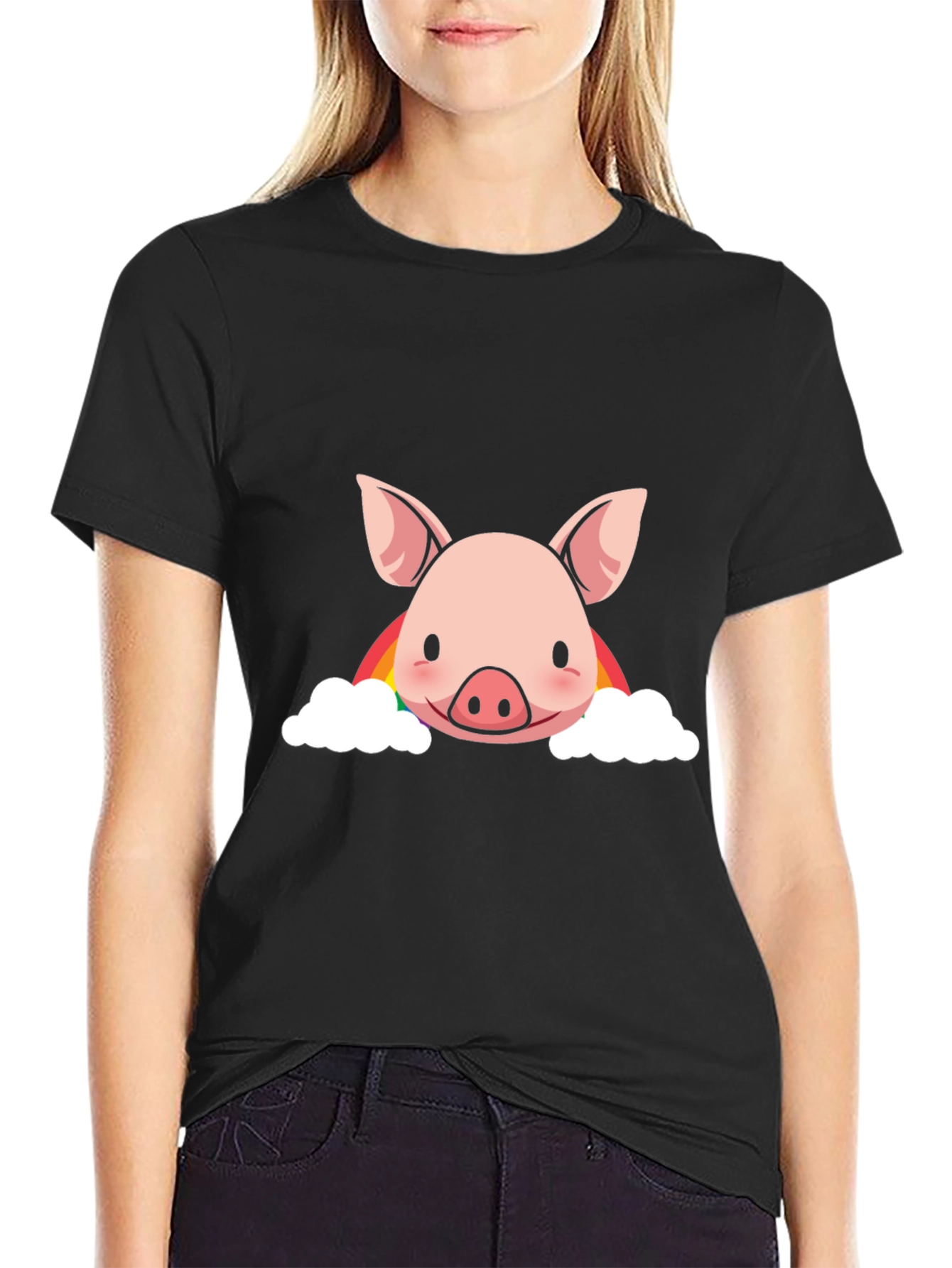 Rainbow Pig Graphic T-Shirt