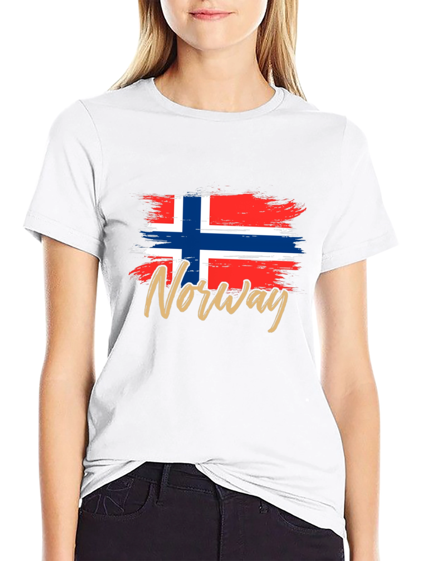 Norway Flag T-Shirt -  Brushstroke Design