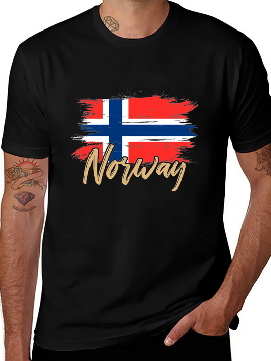 Norway Flag T-Shirt -  Brushstroke Design