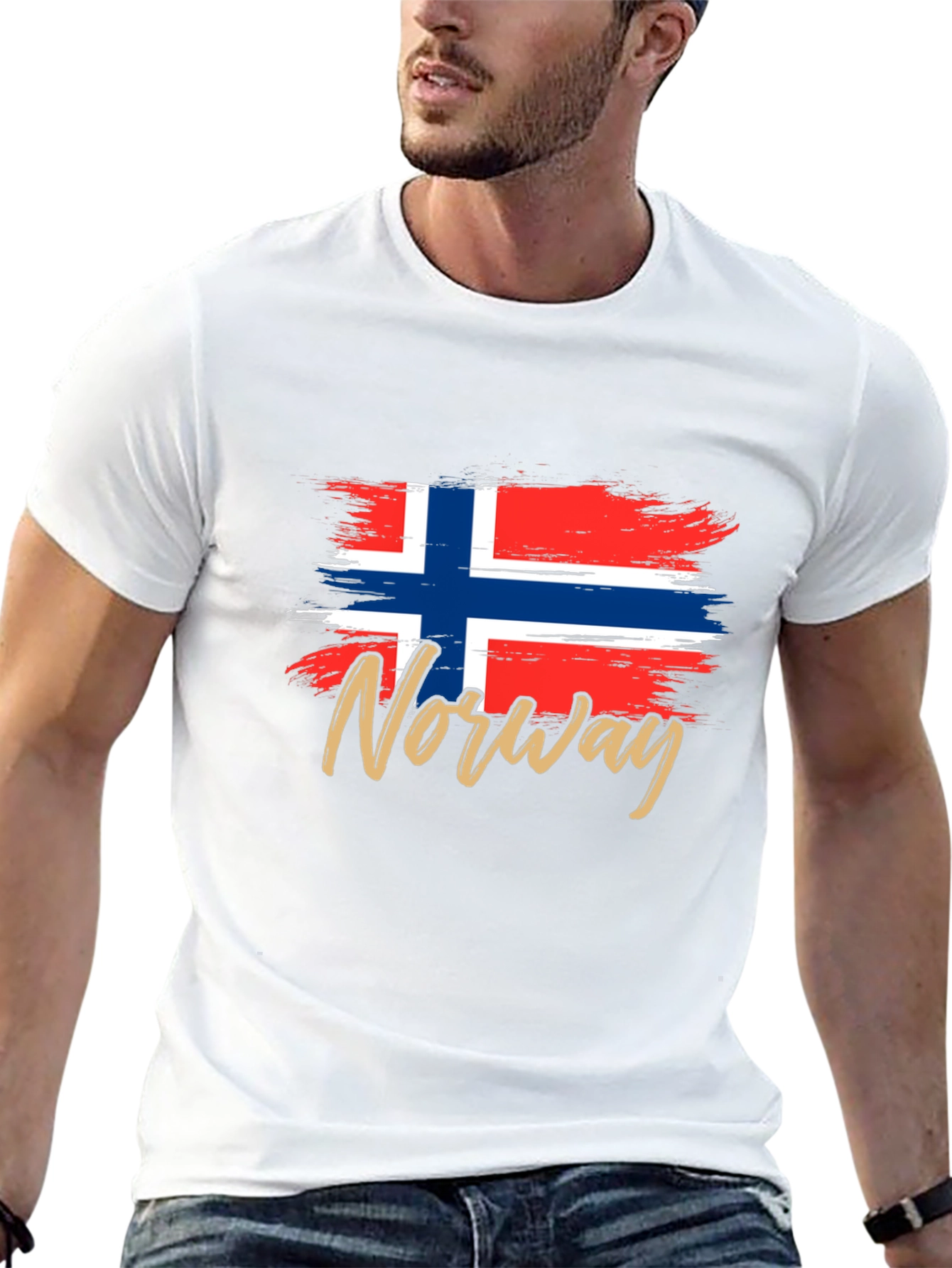 Norway Flag T-Shirt -  Brushstroke Design