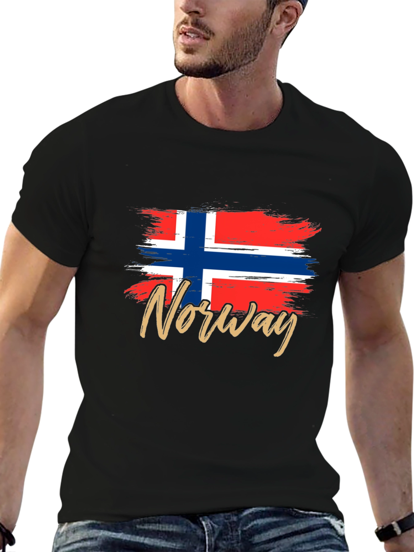 Norway Flag T-Shirt -  Brushstroke Design