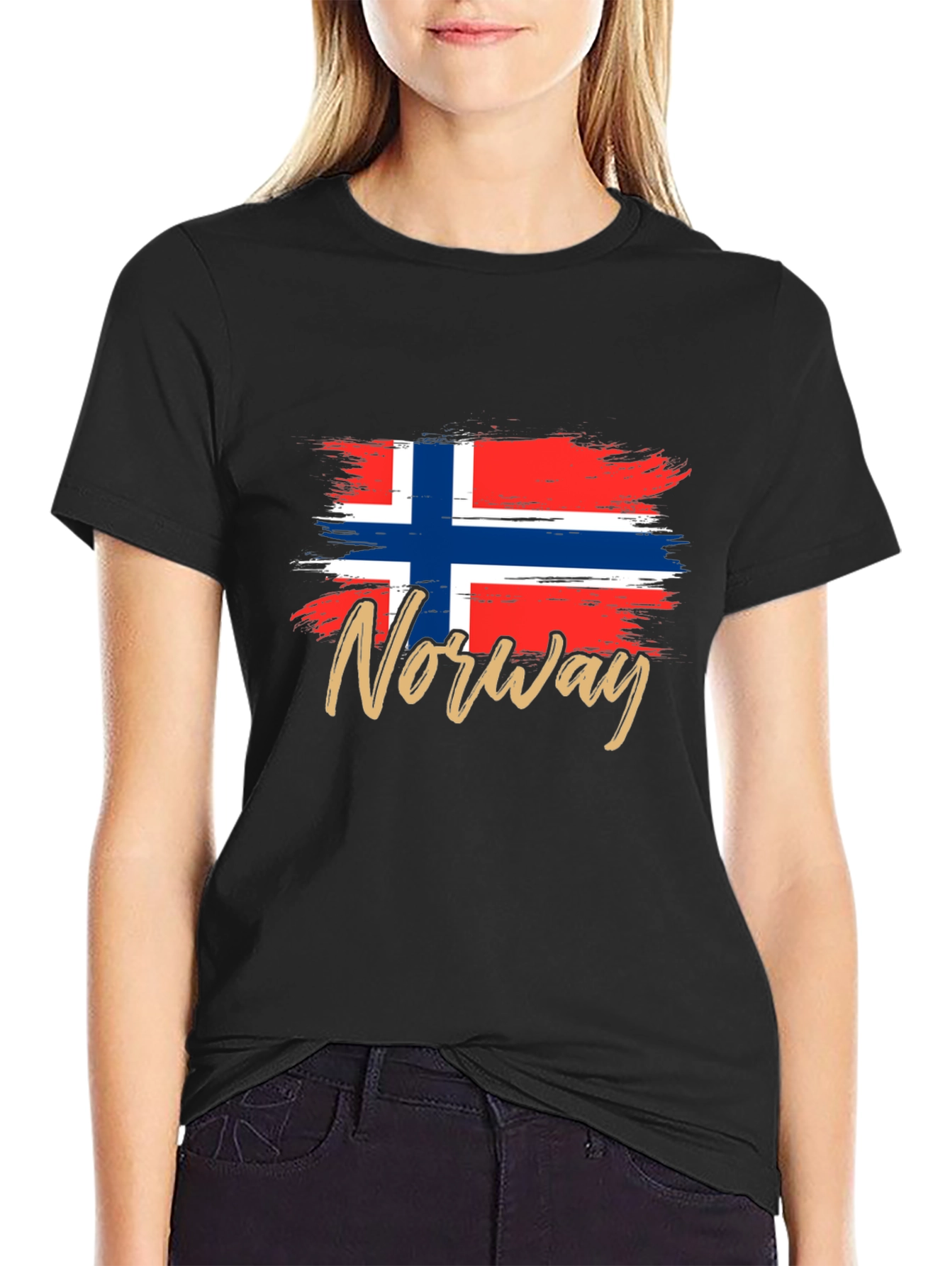 Norway Flag T-Shirt -  Brushstroke Design
