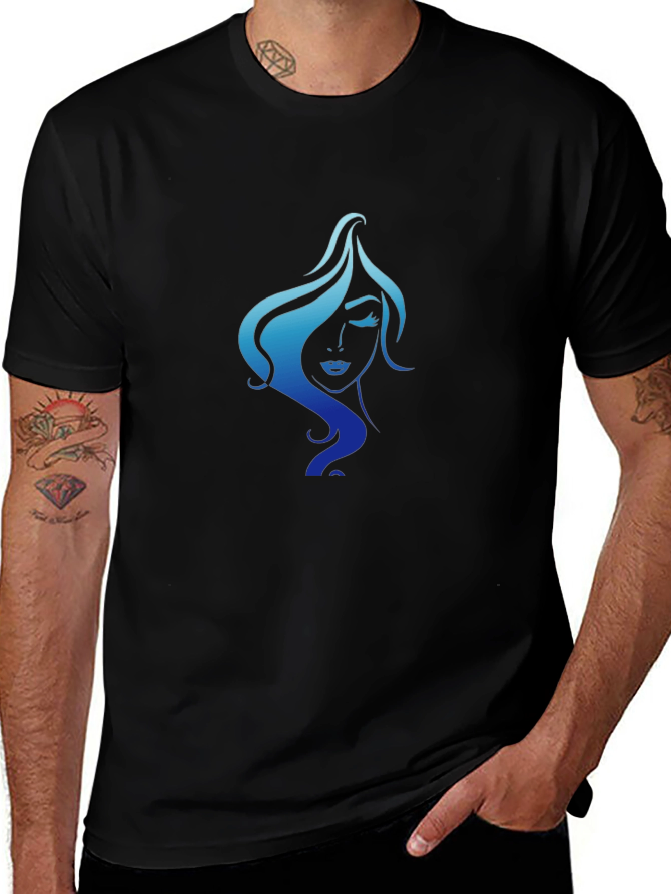 Elegant Woman Graphic Tee - Black Cotton T-Shirt