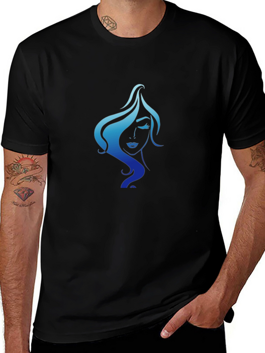 Elegant Woman Graphic Tee - Black Cotton T-Shirt