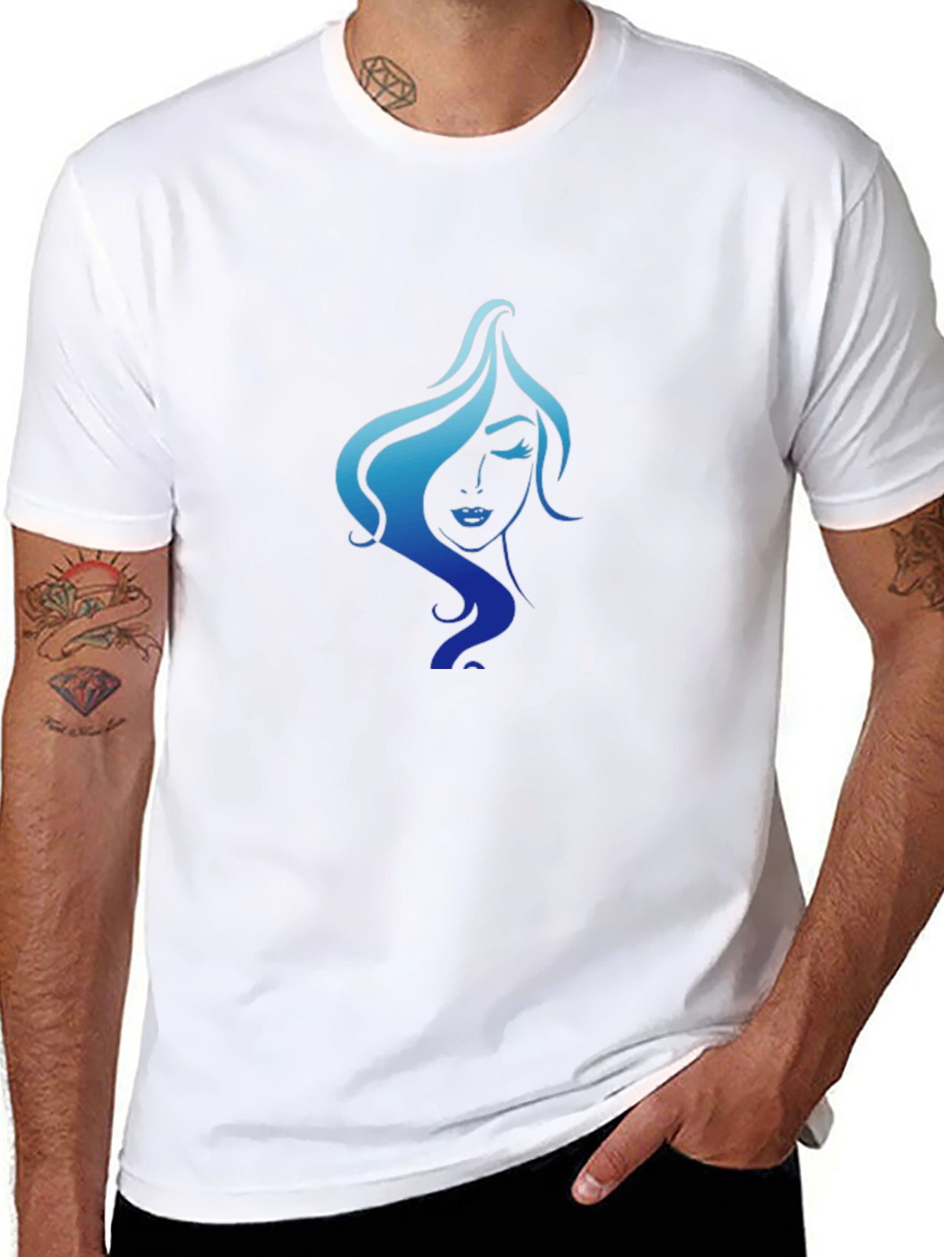 Elegant Woman Graphic Tee - Black Cotton T-Shirt