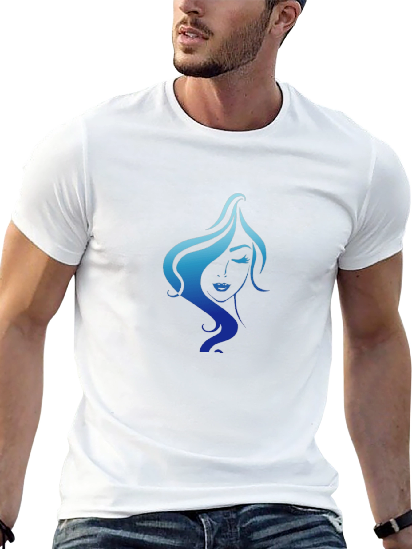 Elegant Woman Graphic Tee - Black Cotton T-Shirt