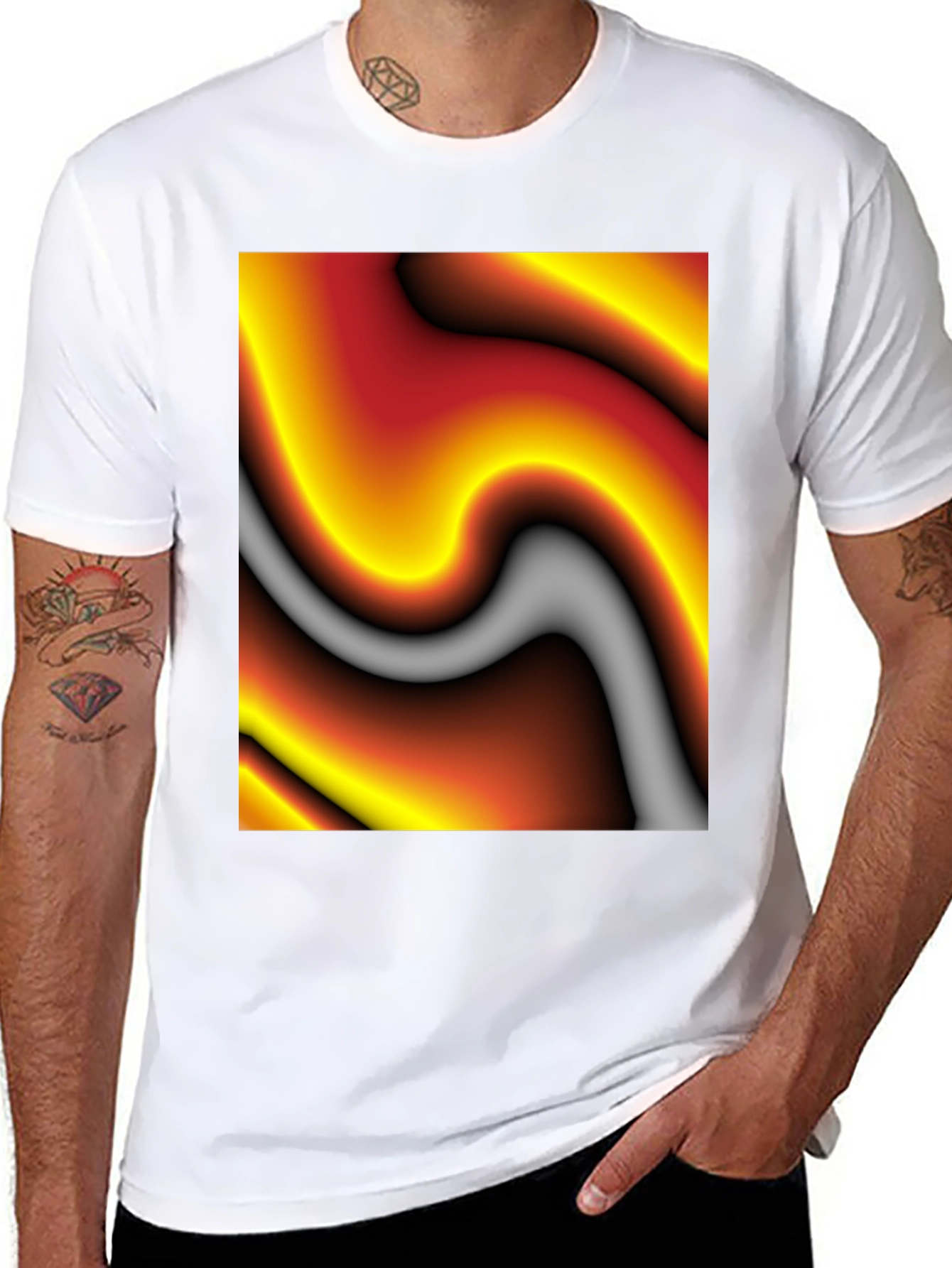 Abstract Art Graphic Tee - Soft Black Cotton