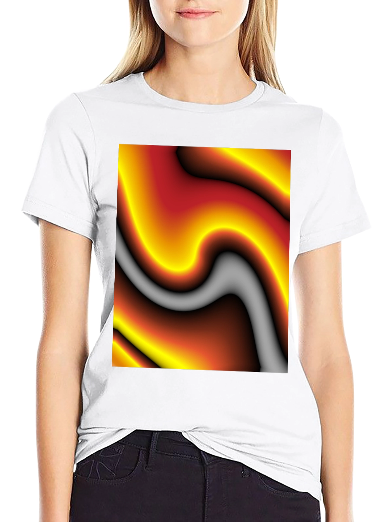 Abstract Art Graphic Tee - Soft Black Cotton