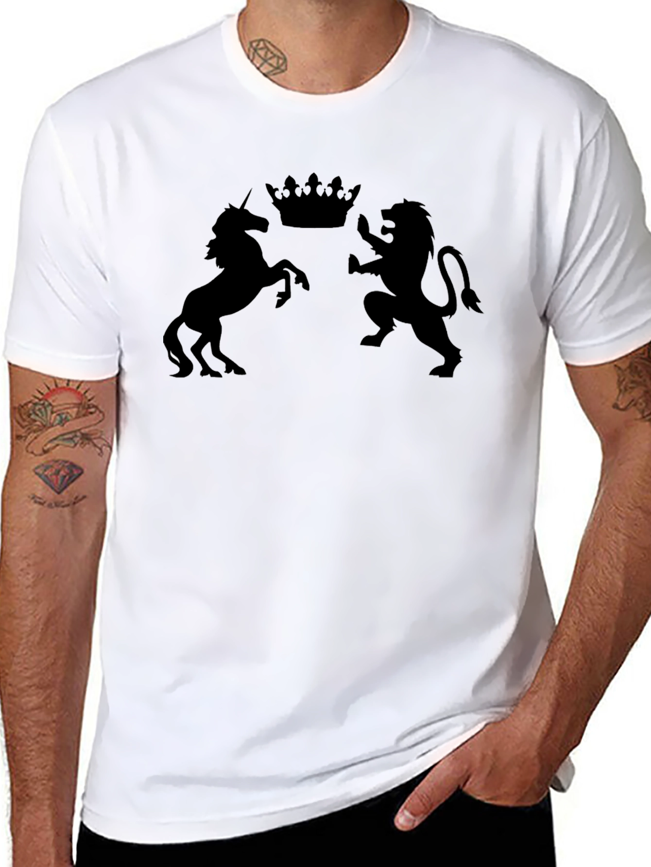Black Unicorn & Lion Graphic Tee