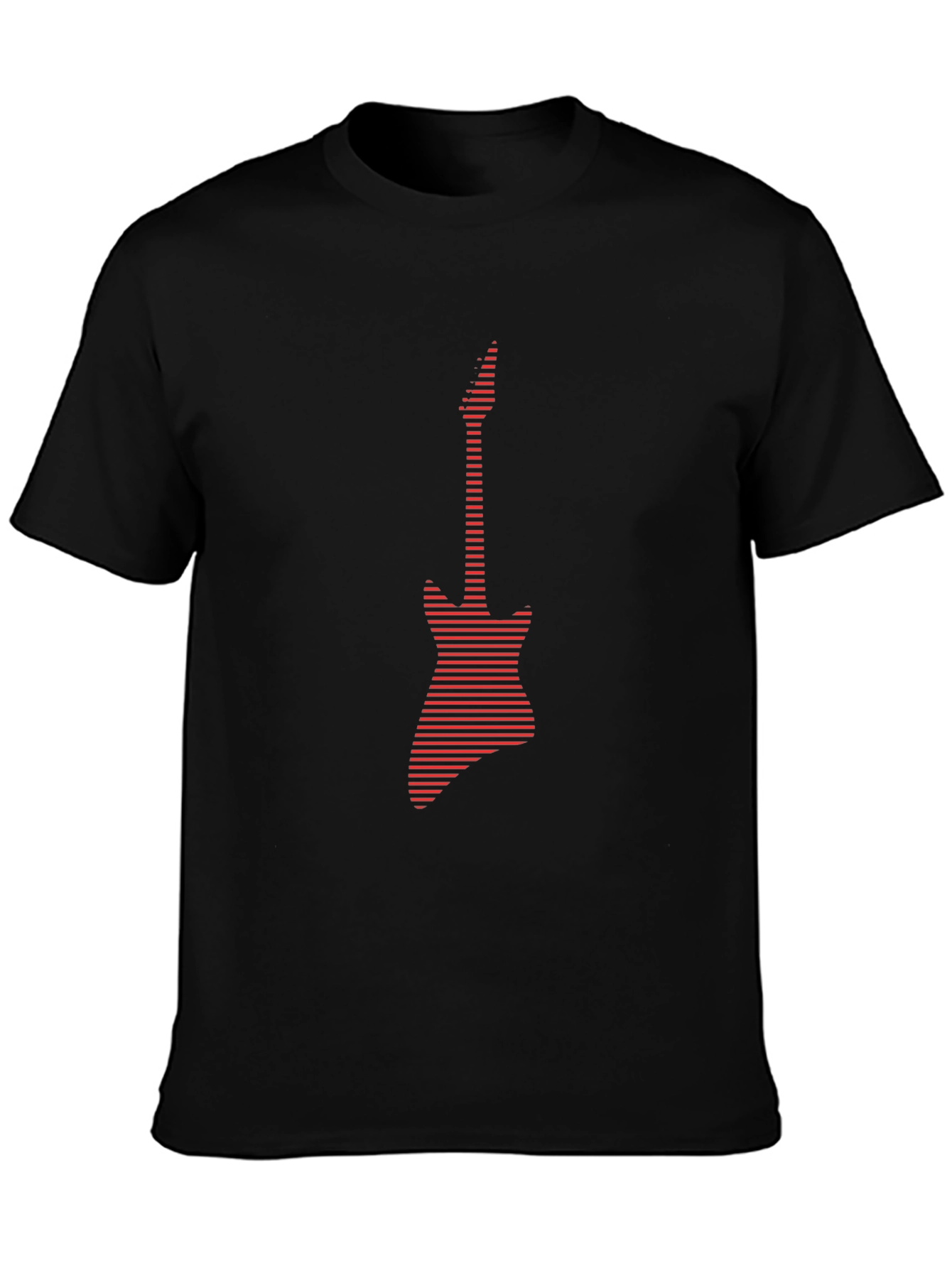 Striped Guitar Graphic Tee - Black