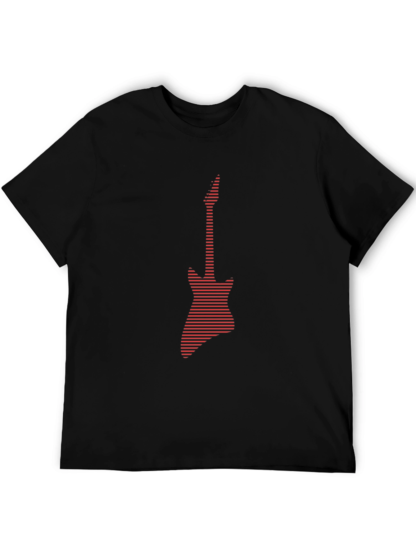 Striped Guitar Graphic Tee - Black