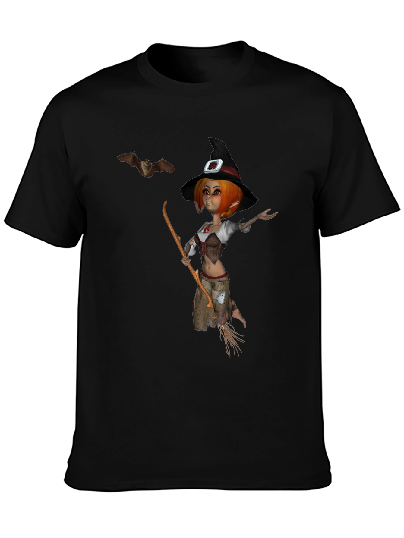 Whimsical Witch Graphic T-Shirt - Halloween Style
