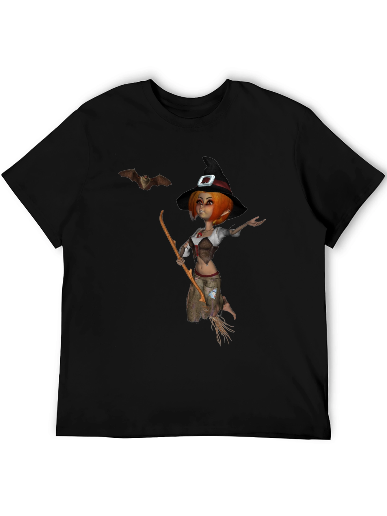 Whimsical Witch Graphic T-Shirt - Halloween Style