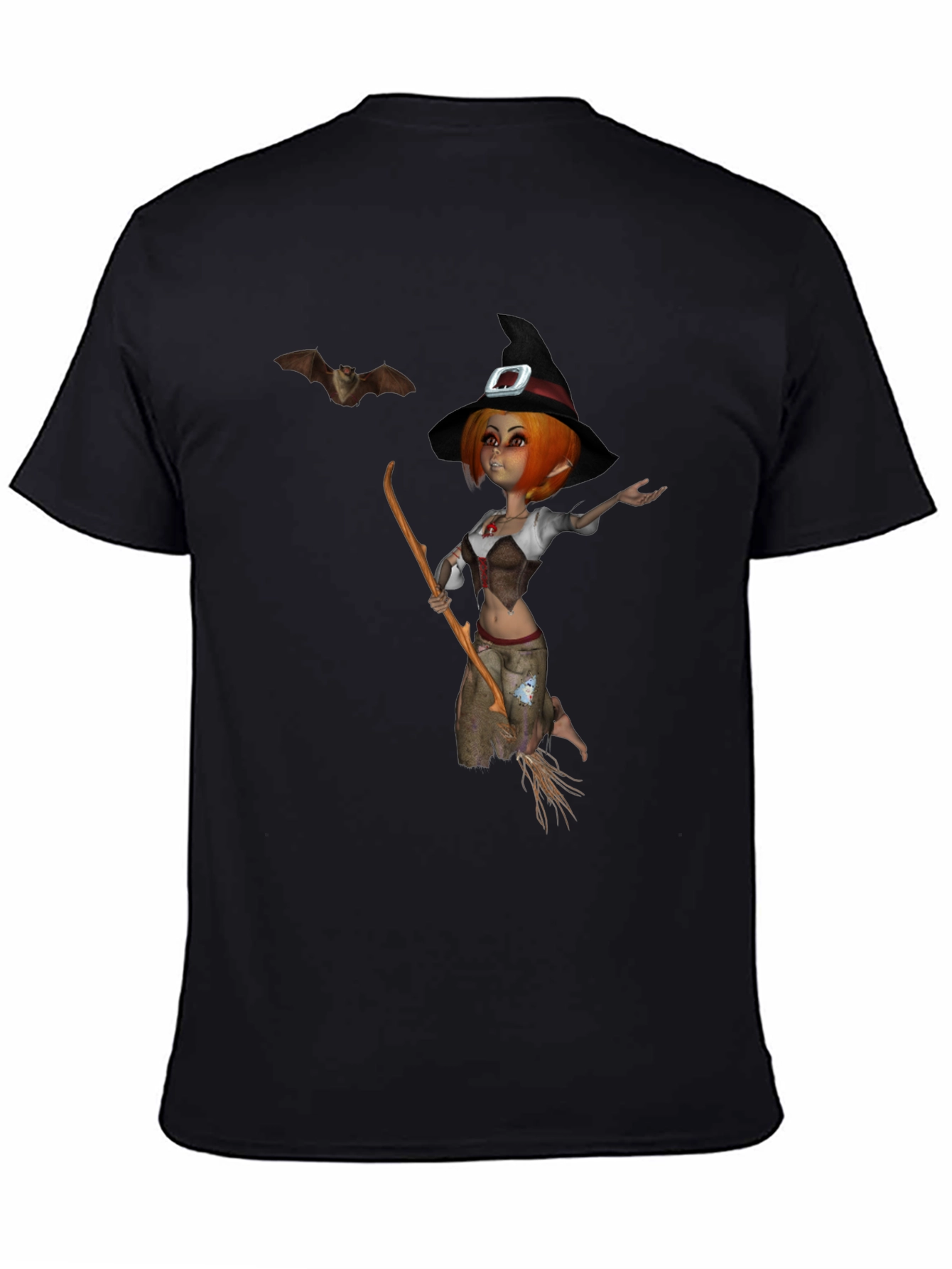Whimsical Witch Graphic T-Shirt - Halloween Style