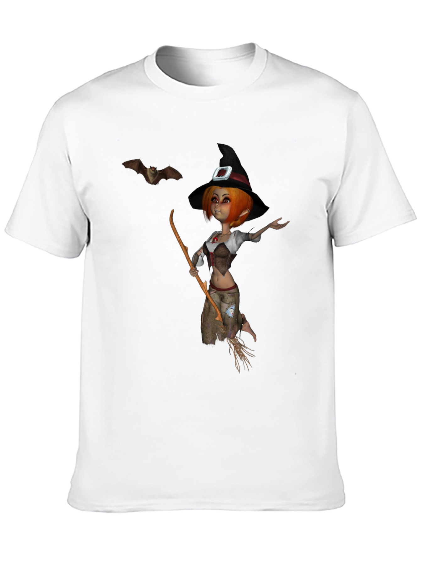 Whimsical Witch Graphic T-Shirt - Halloween Style