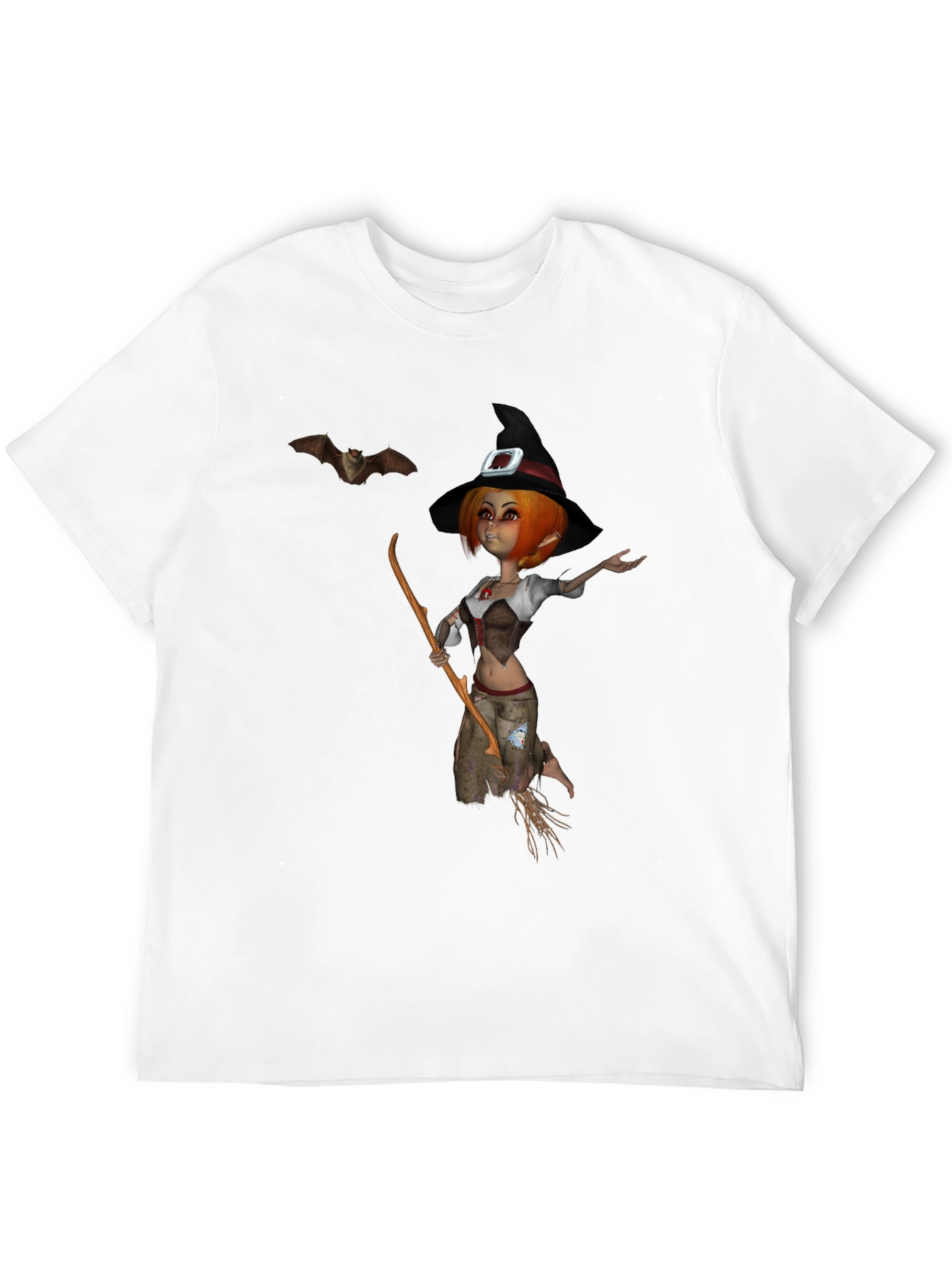 Whimsical Witch Graphic T-Shirt - Halloween Style