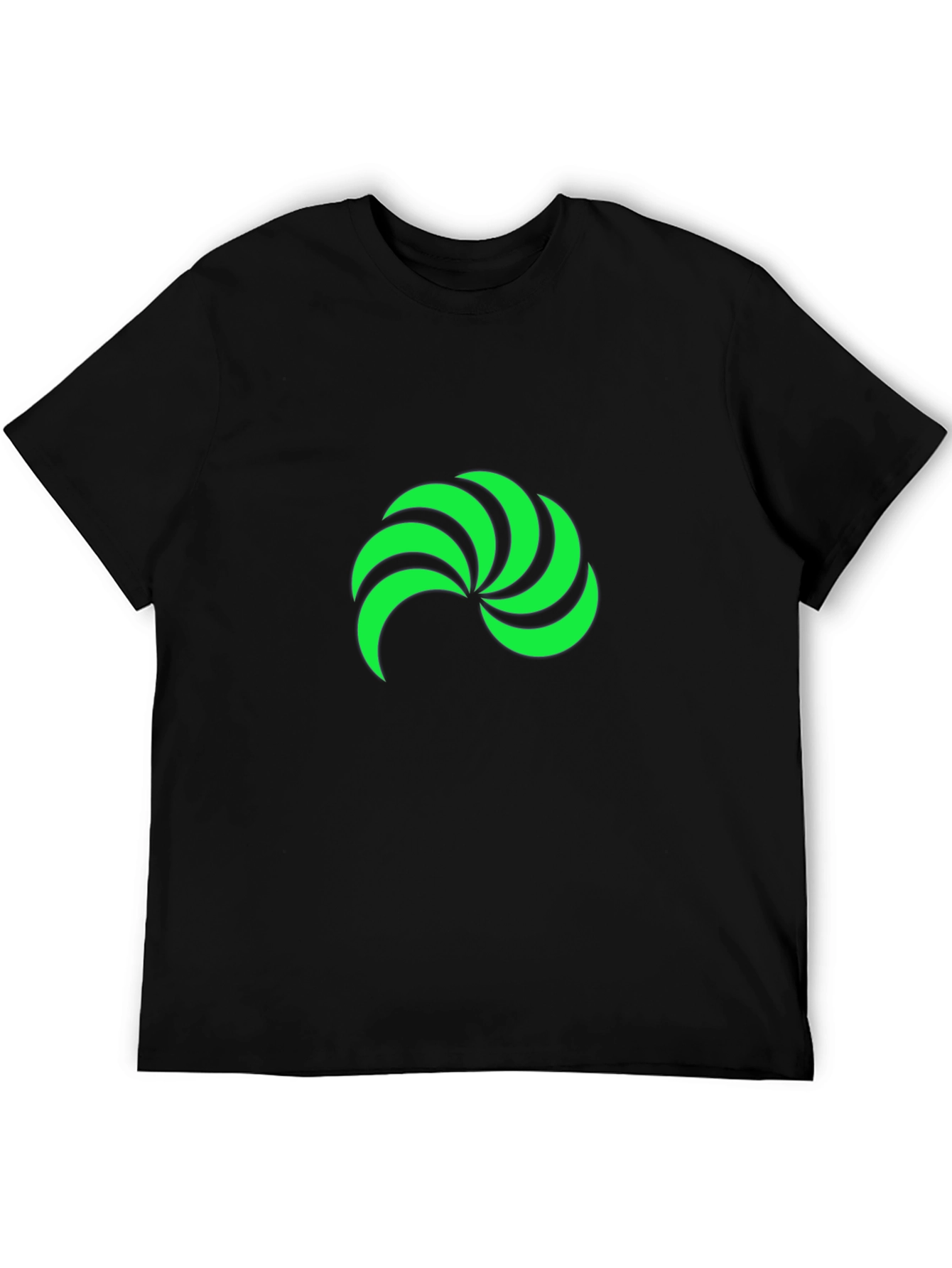 Black T-Shirt with Green Swirl Graphic Print