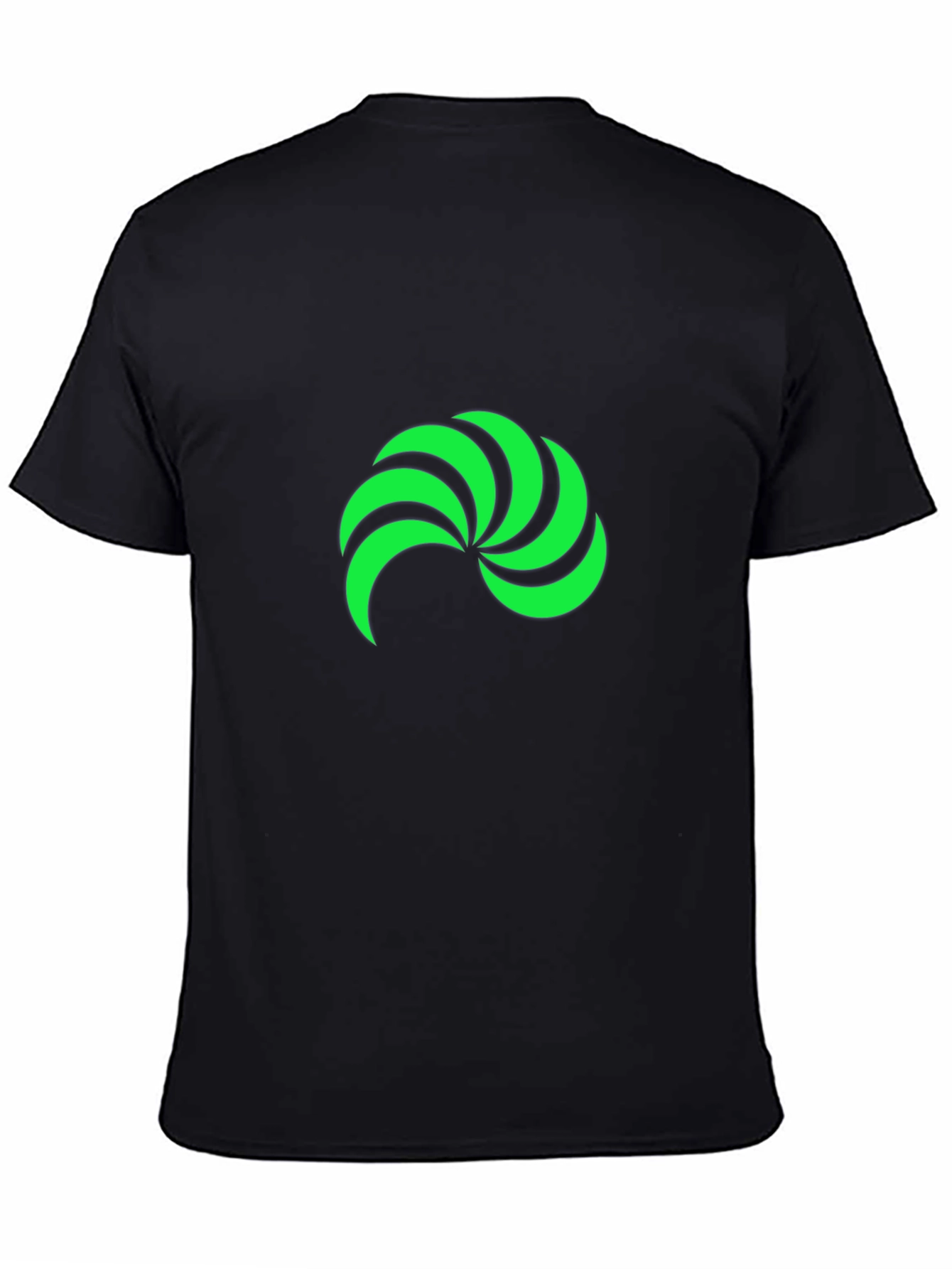 Black T-Shirt with Green Swirl Graphic Print