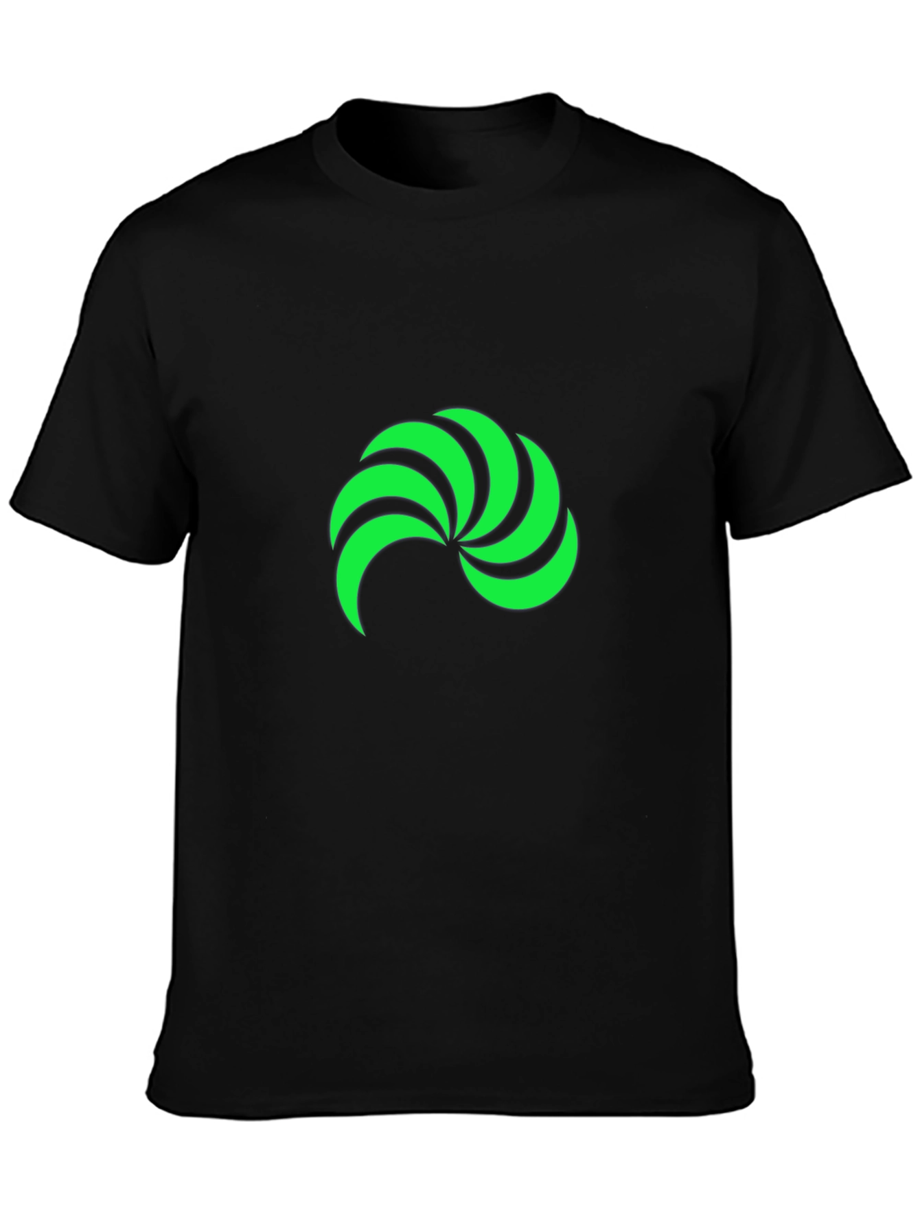 Black T-Shirt with Green Swirl Graphic Print
