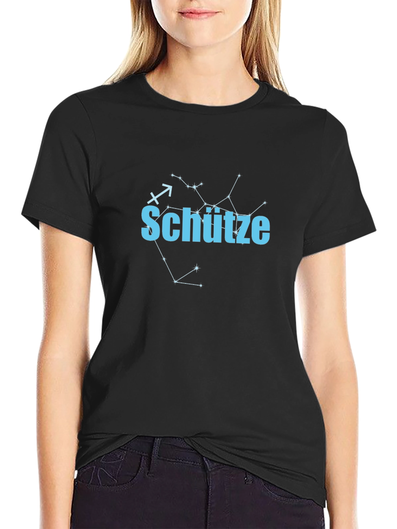 Sagittarius Zodiac Black Tee
