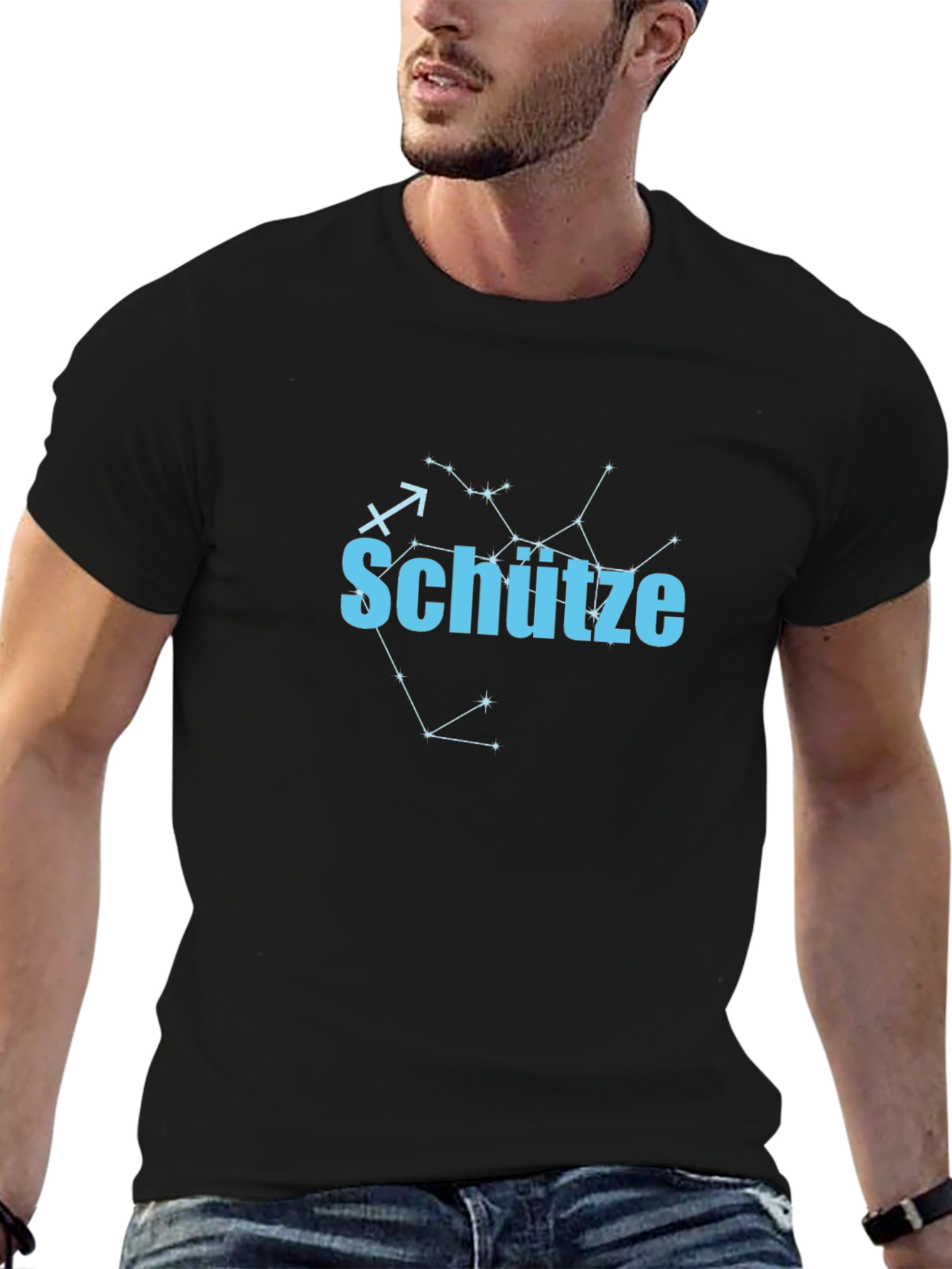 Sagittarius Zodiac Black Tee