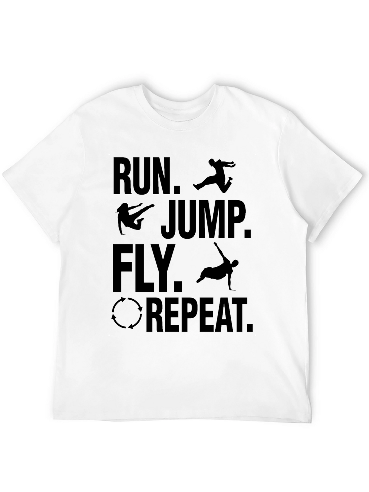 Run Jump Fly Repeat Black Graphic Tee