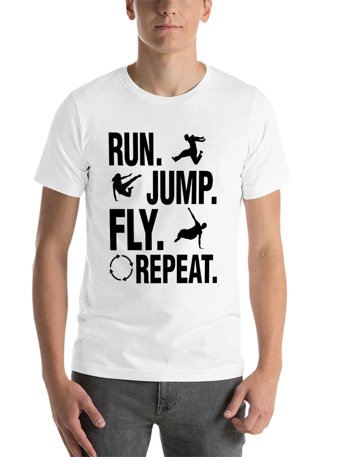 Run Jump Fly Repeat Black Graphic Tee