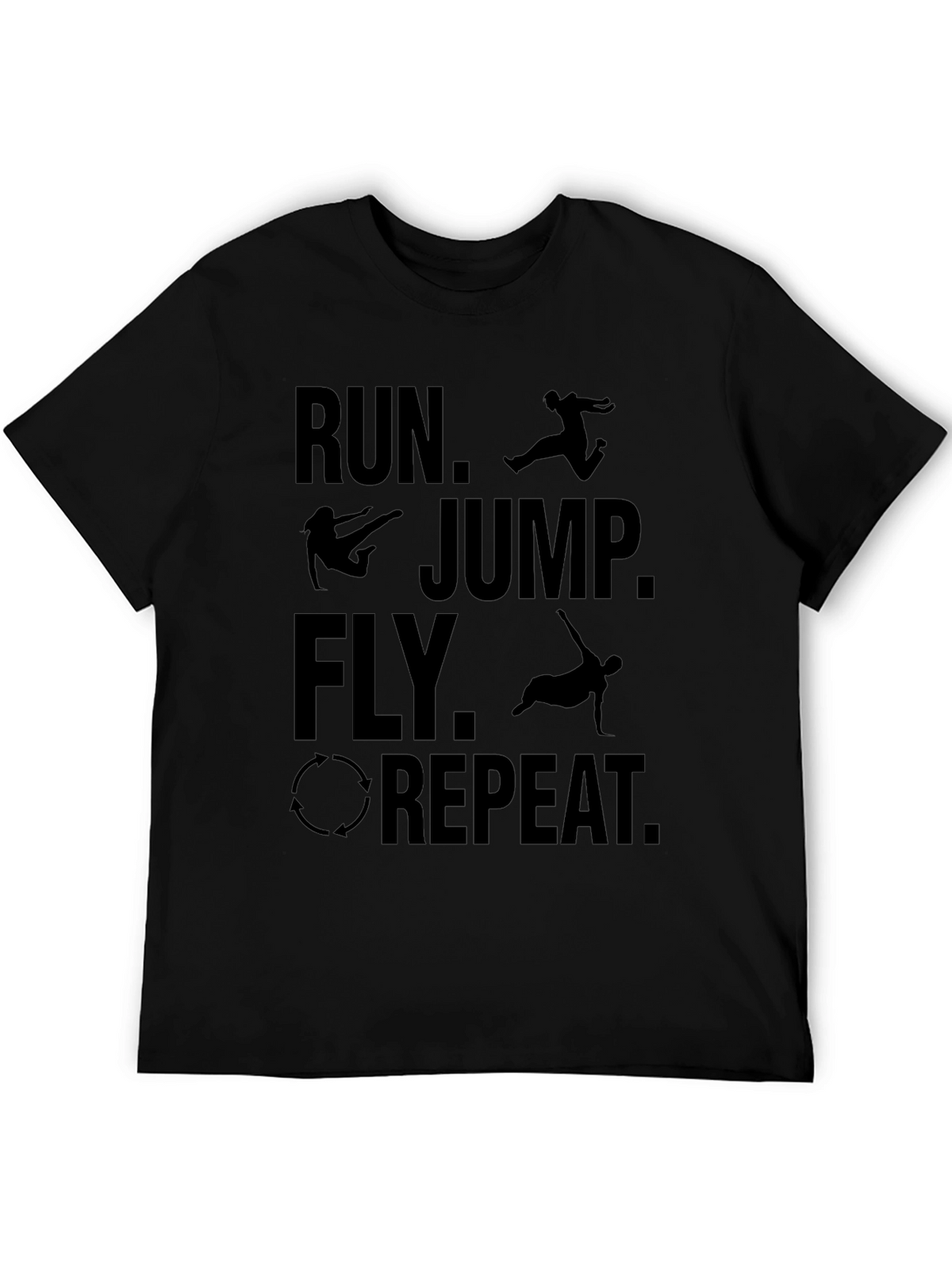 Run Jump Fly Repeat Black Graphic Tee