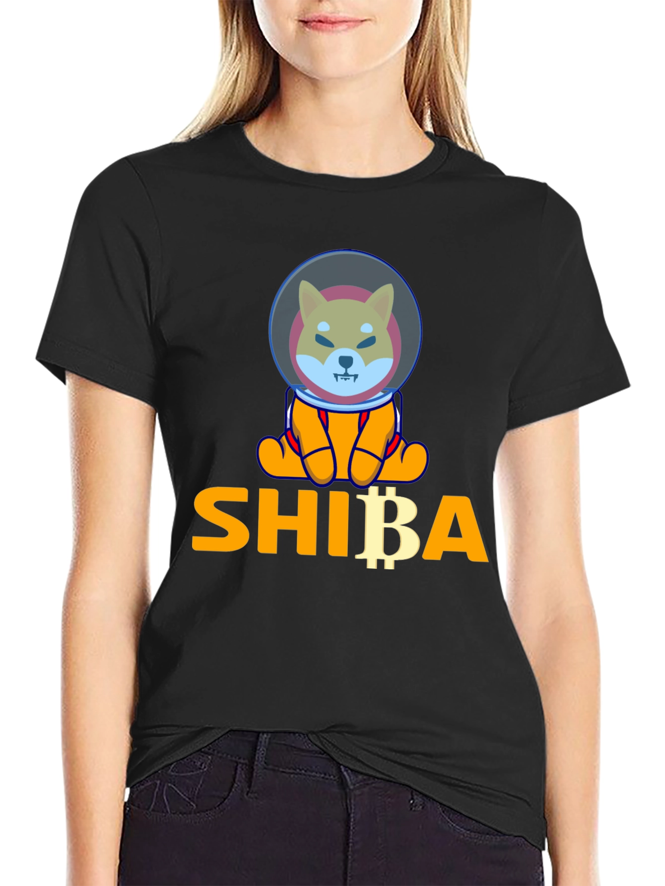 Shiba Astronaut Black T-Shirt