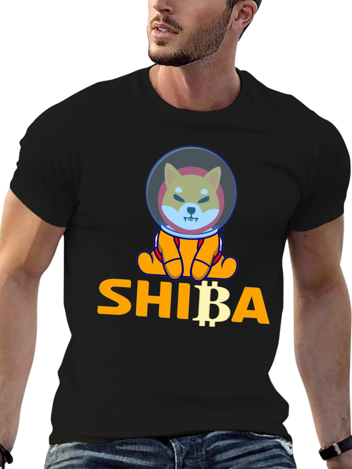 Shiba Astronaut Black T-Shirt