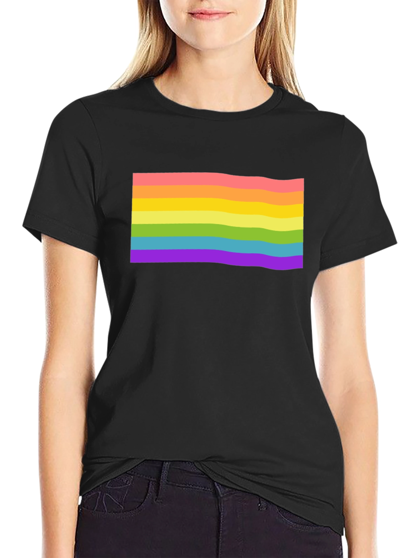Rainbow Pride Flag Graphic T-Shirt - Black