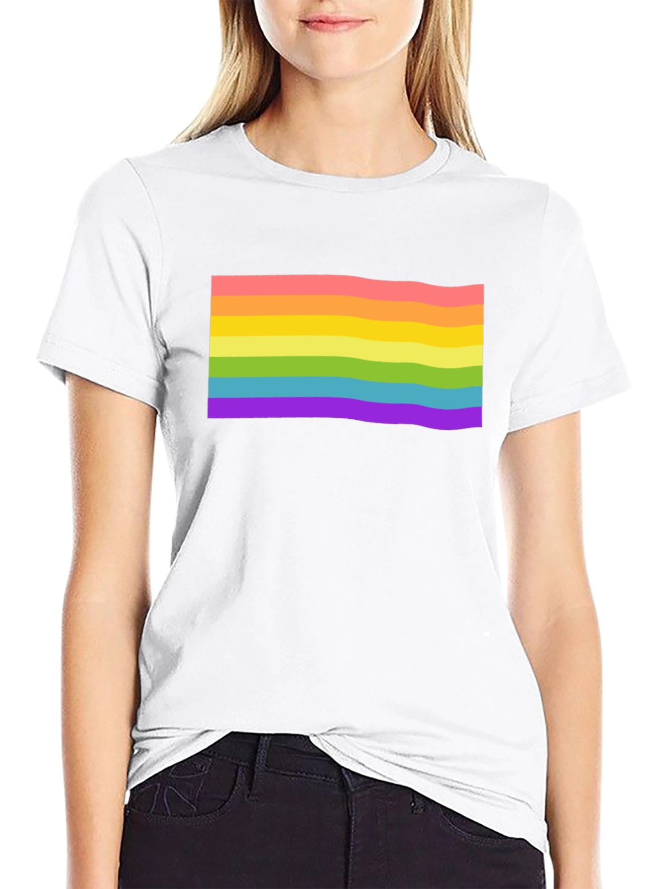 Rainbow Pride Flag Graphic T-Shirt - Black