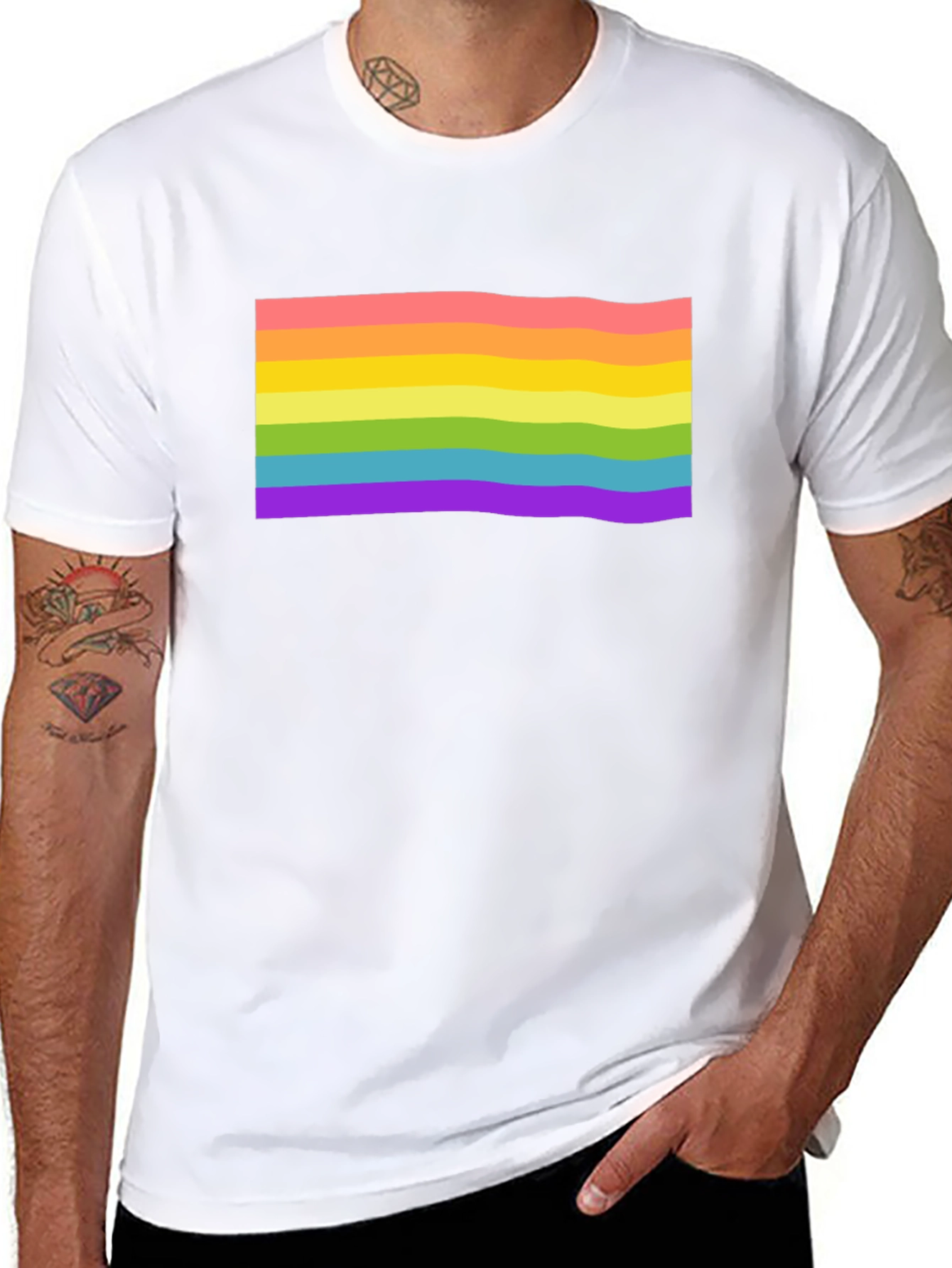 Rainbow Pride Flag Graphic T-Shirt - Black